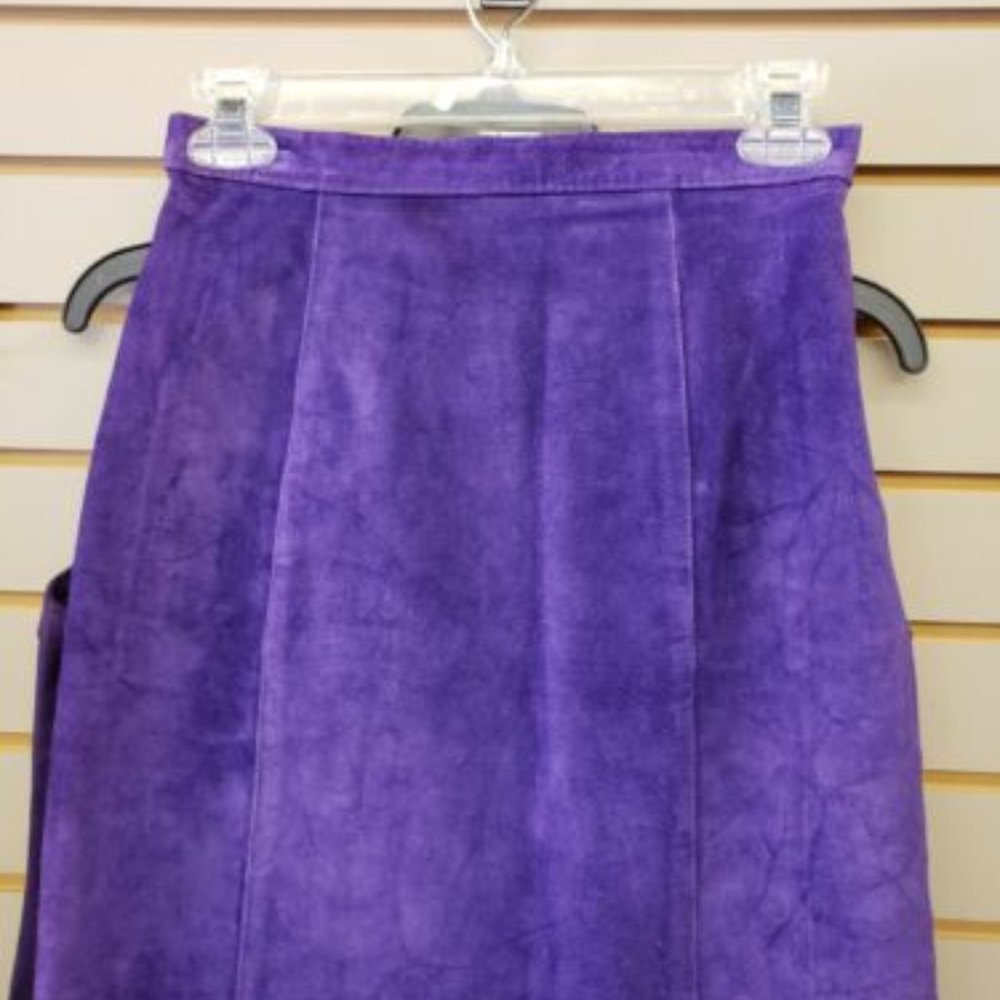 Vintage Purple Suede Leather Comint mini skirt tagged size 3/4